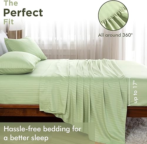 Miniatura 4 de HENGWEITEXT Juego de sábanas de 4 piezas de tamaño individual de 18 pulgadas, transpirable y refrescante, juego de sábanas de microfibra con