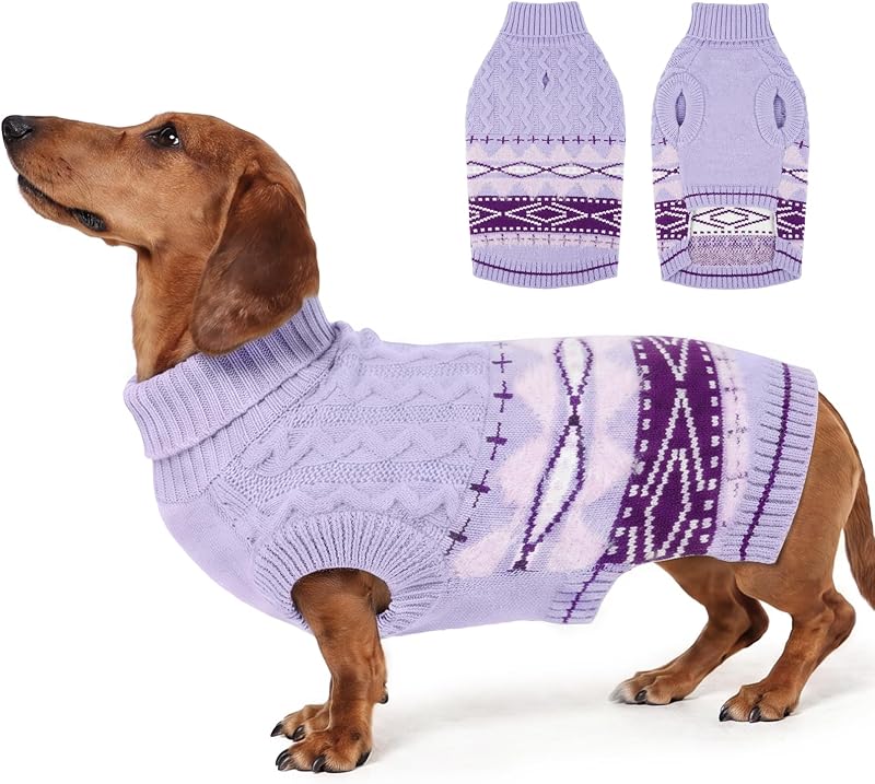 Suéter para Cachorro MIGOHI com Gola Alta e Tricô Elástico Roxo (Tamanho L)