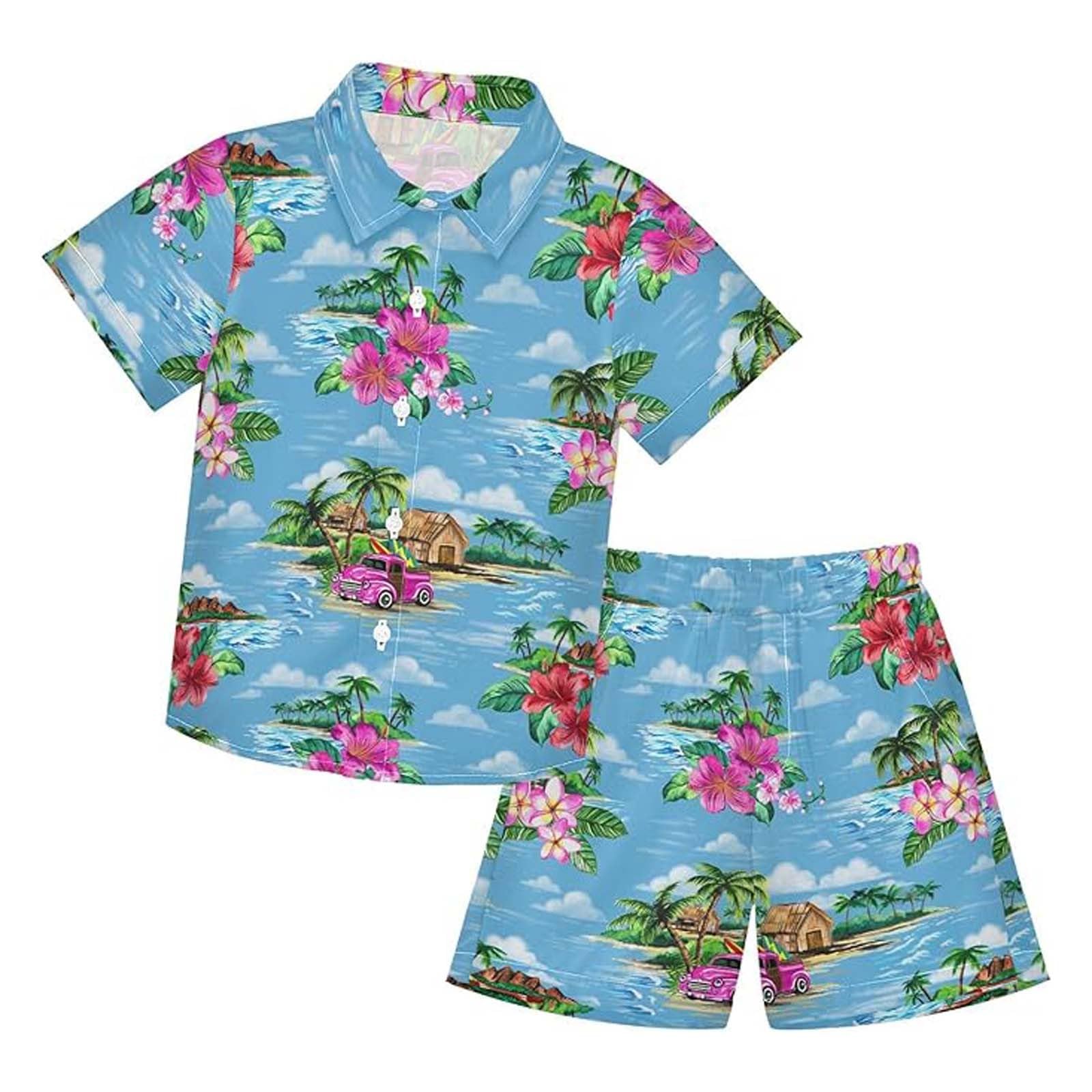 Camicia e shorts estivi in cotone leggero, set per bambino 2-15 anni, comodo per l'estate.