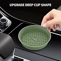 Vista 4 de ME.FAN Car Cup Holder Coasters [4 Pack] Silicone Cups Mats, Automotive Universal Non-Slip Recessed Interior Accessories Olive Green