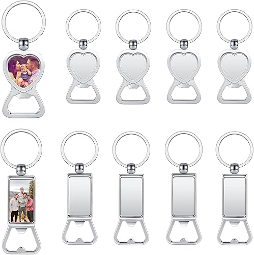 10 llaveros de sublimación en blanco para abrebotellas, llavero personalizado a granel, llavero con foto personalizada, regalo, prensa de calor,