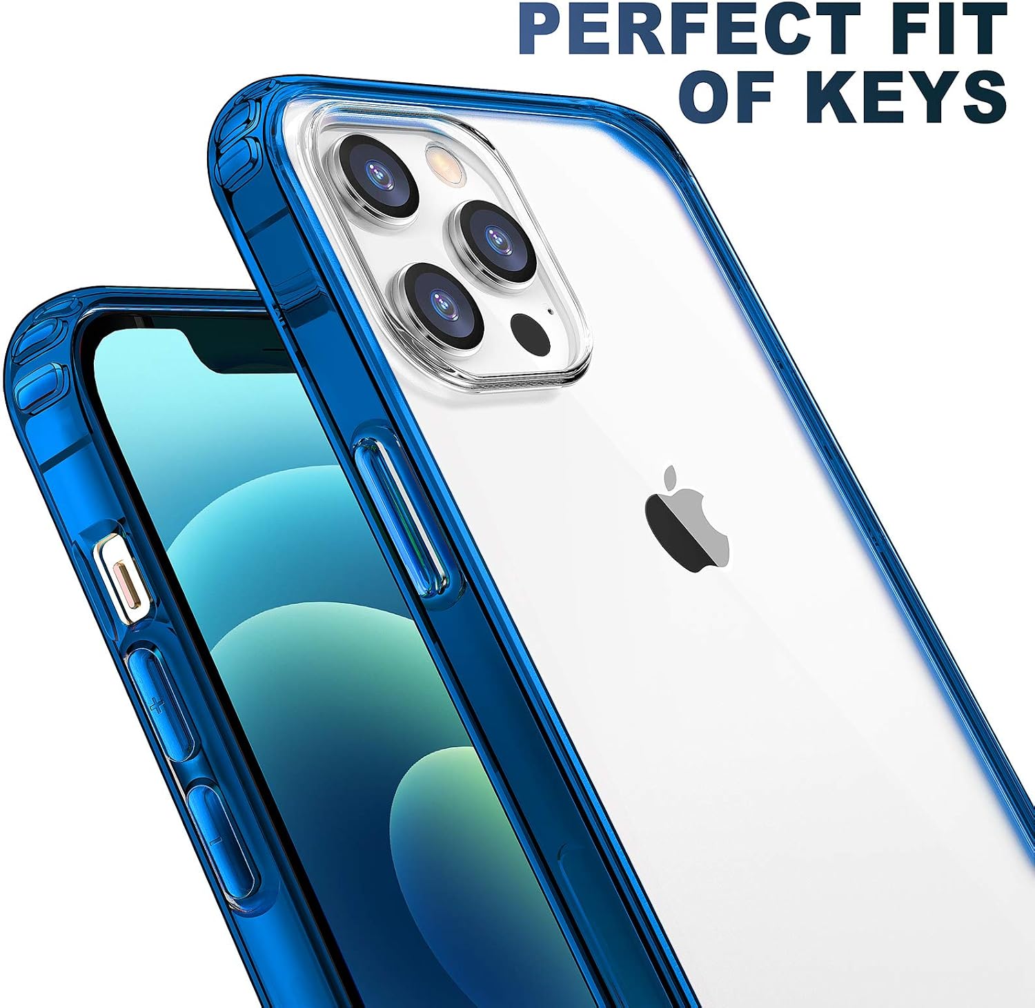 Mkeke Compatible with iPhone 12 Case, Compatible with iPhone 12 Pro Case Blue Cover for 6.1 Inch 2020