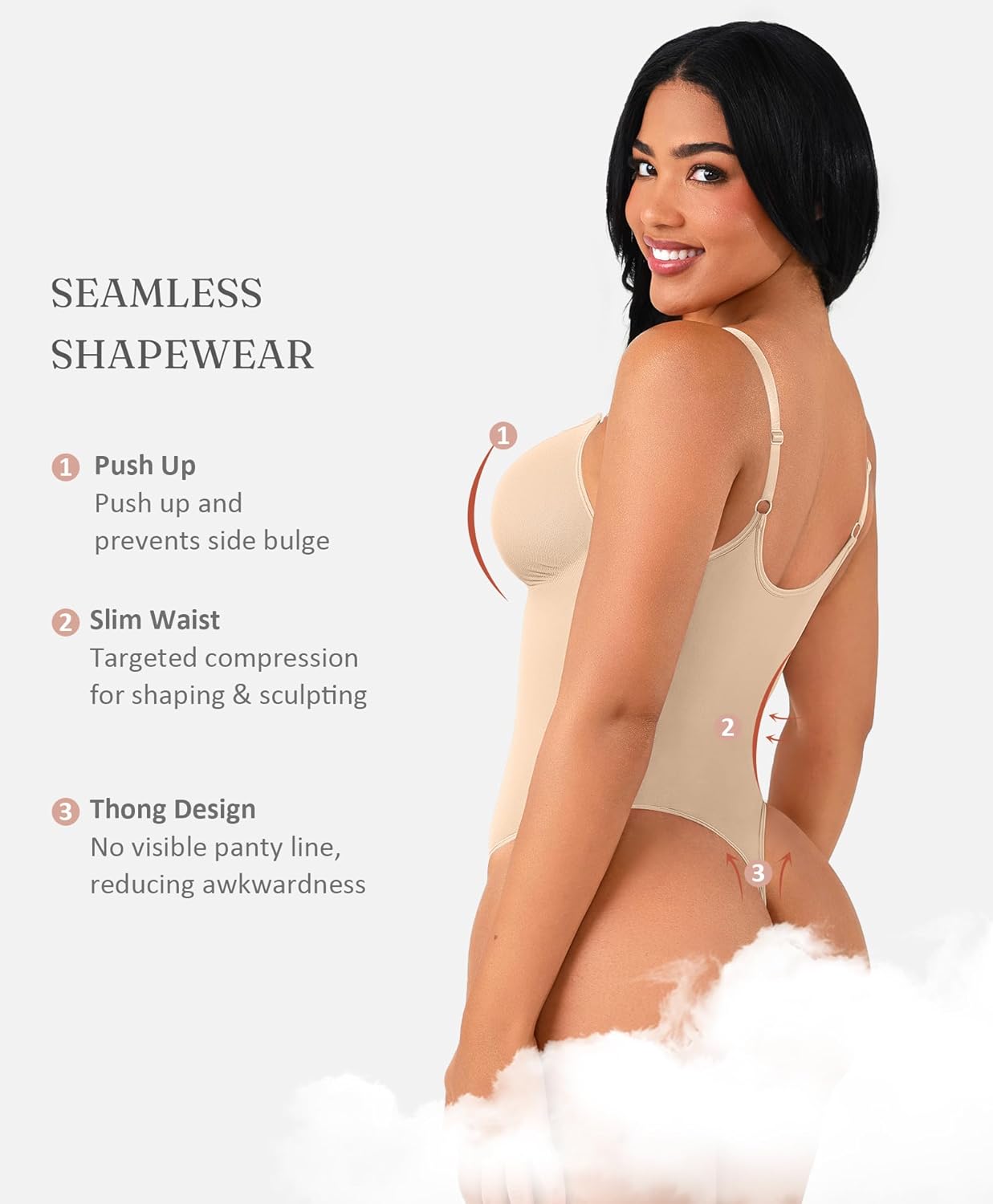 FeelinGirl Shapewear Bodysuit Tummy Control for Women Zip-Up Shapewear Thong Waist V Neck Body Shaper Going Out - Image 5