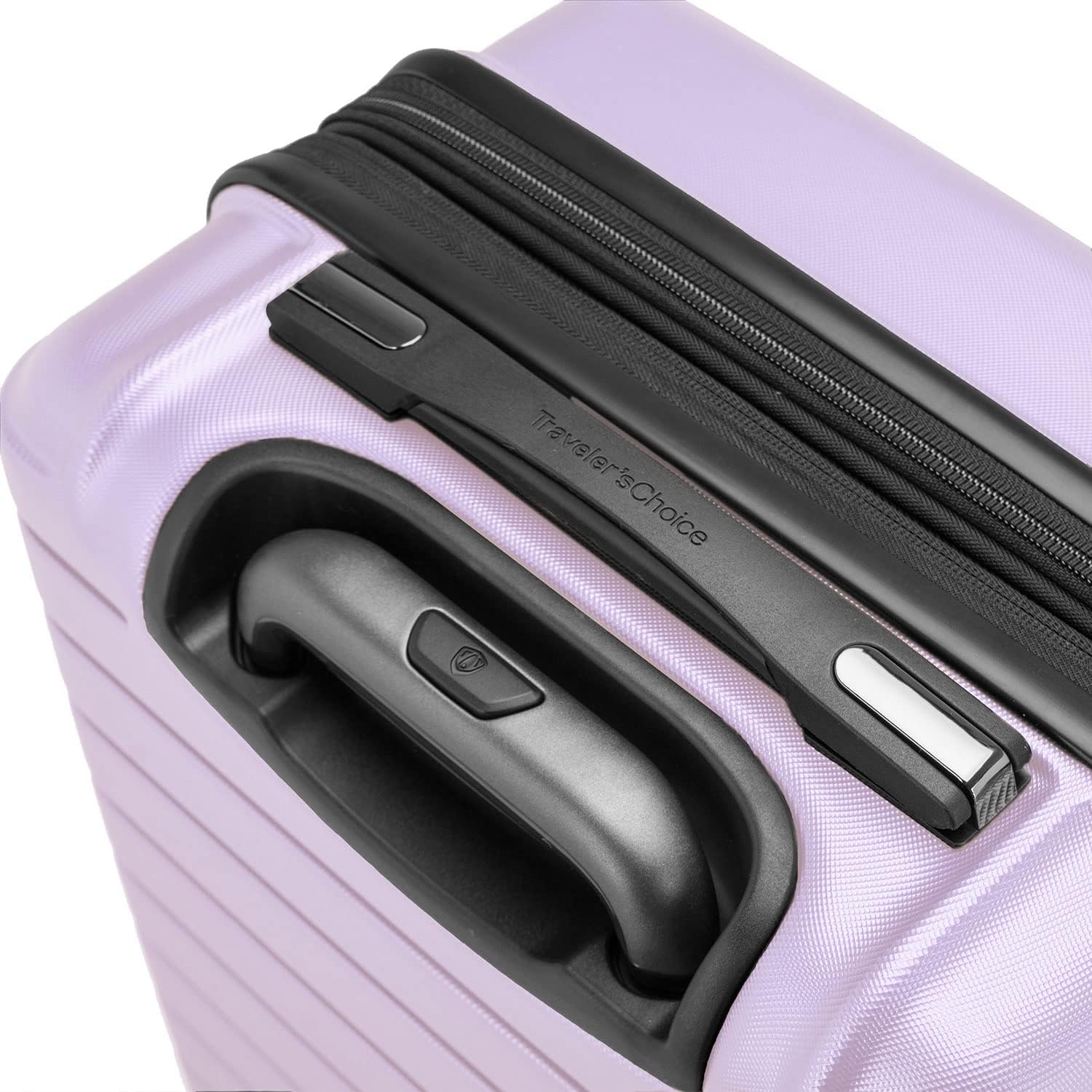 review Traveler's Choice Archer Polycarbonate Hardside Spinner Luggage Set, Tie Down Straps, Light Purple, 2-Piece