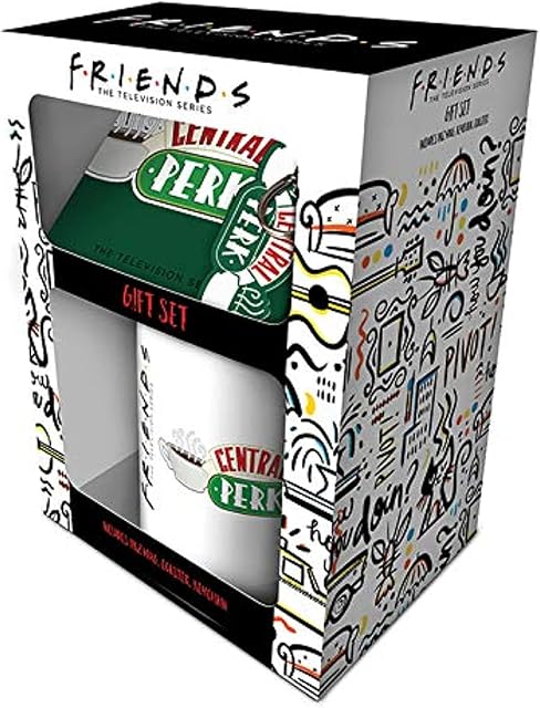 FRIENDS Gift Set with Mug, Coaster and Keyring (Central Perk Design) in Presentation Gift Box - Official Merchandise