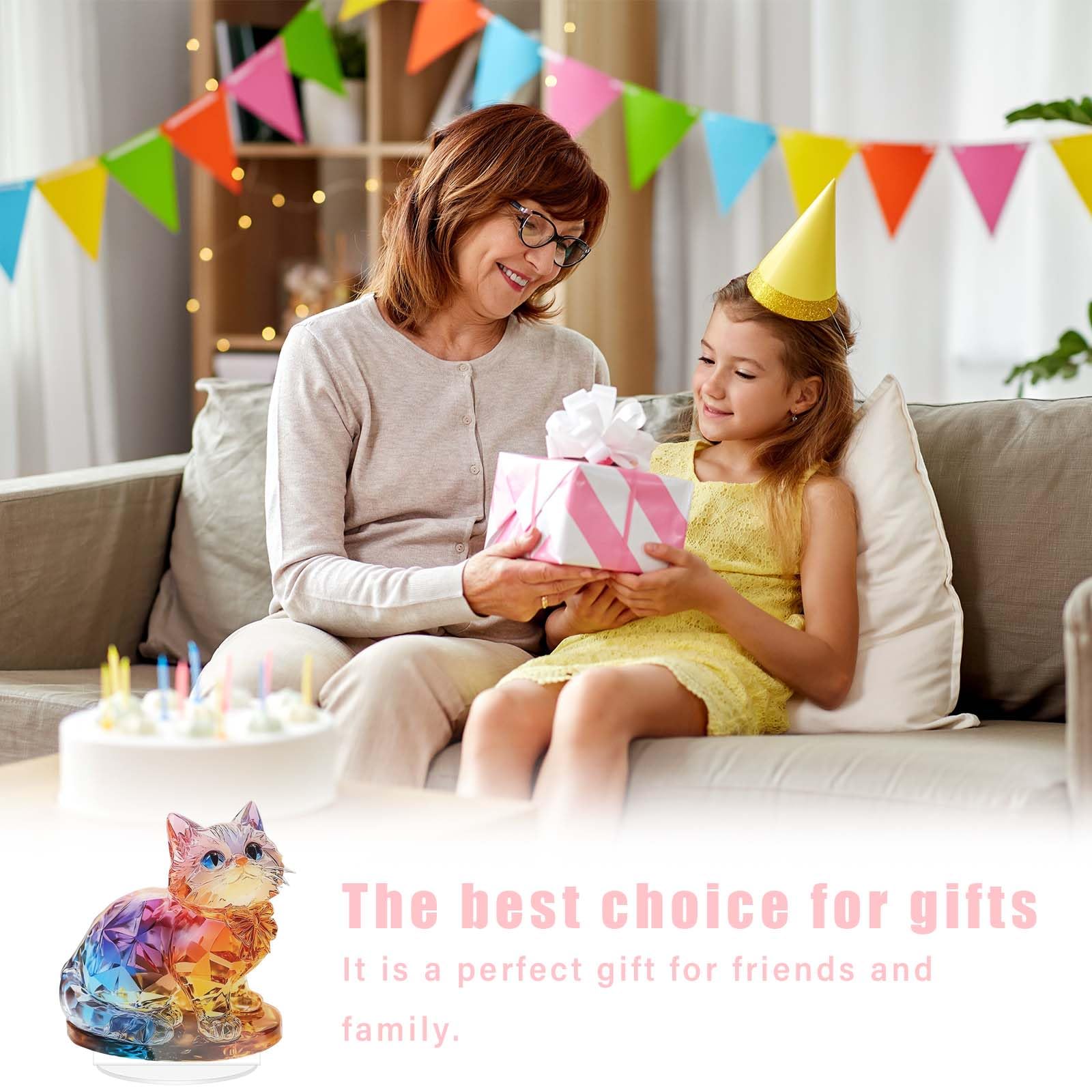 Figurine Décorative En Acrylique - Chat 2D Debout, Décoration De Bureau Ou De Table, Design Mignon - 7