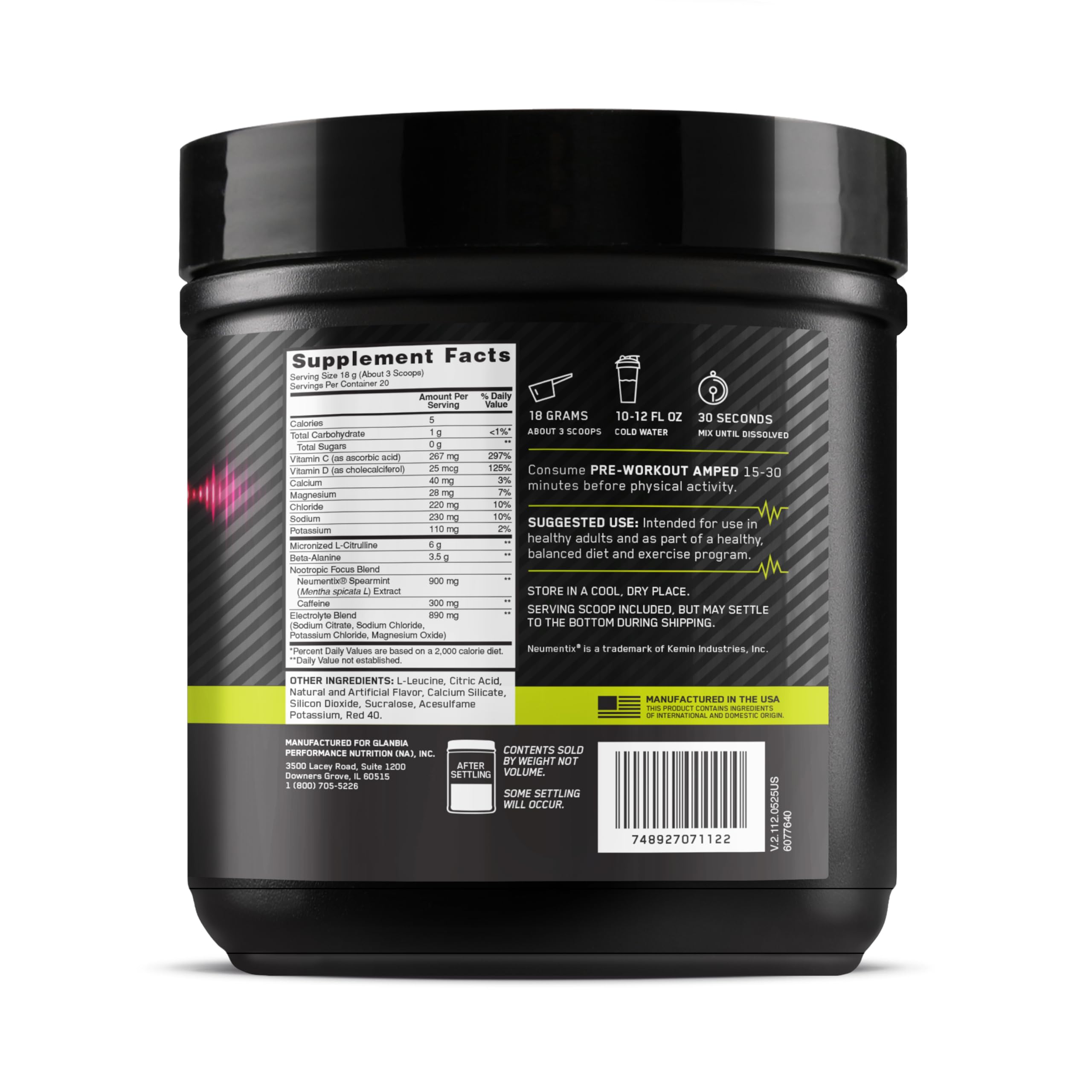 Optimum Nutrition Amped Pre-Workout Powder, Berry Fusion, 12.69 Oz — Amazon image 9