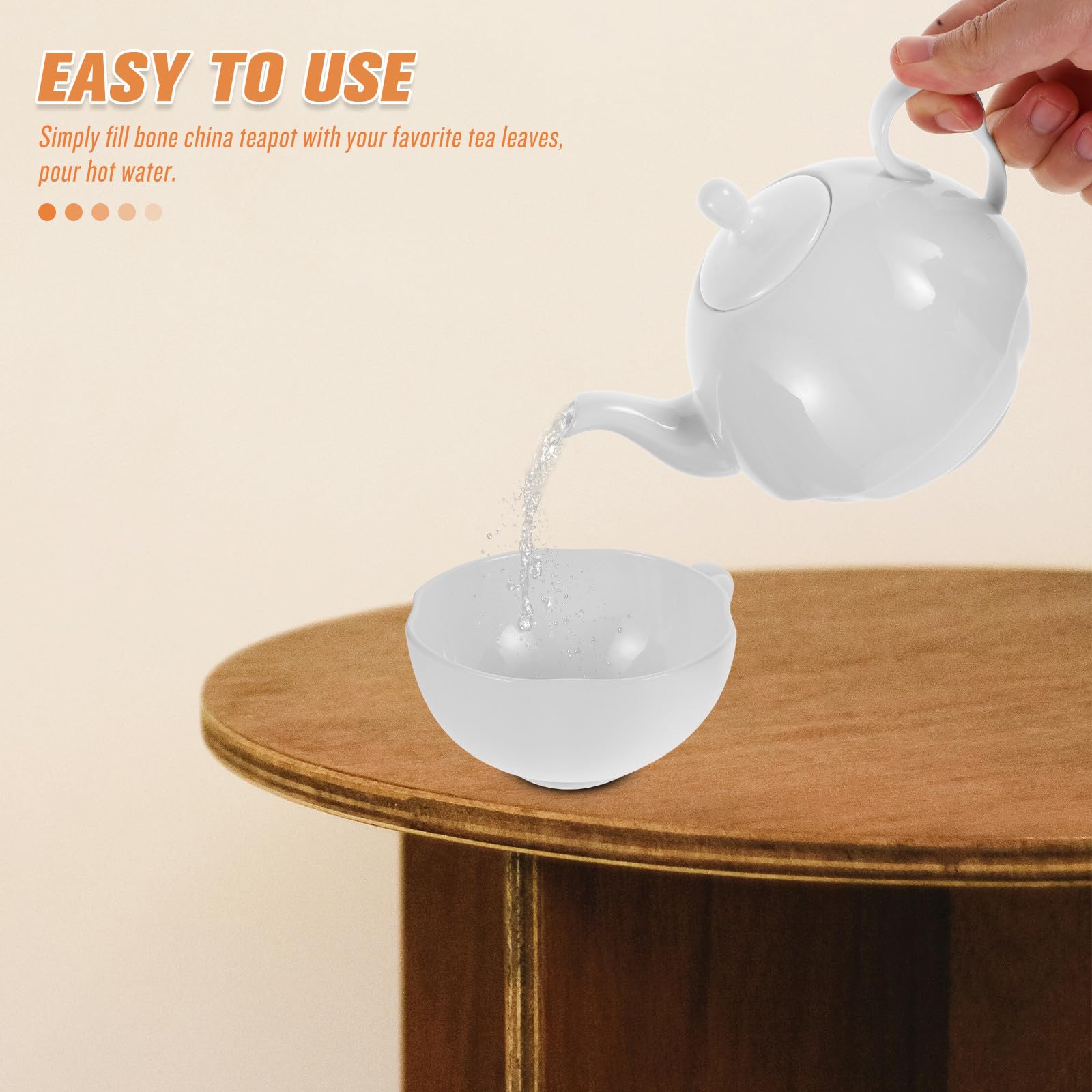 Set tè in Porcellana Fine Bianca da 620ml con Teiera Resistente al Calore e Tazza Elegante per Pomeriggi di tè Raffinati