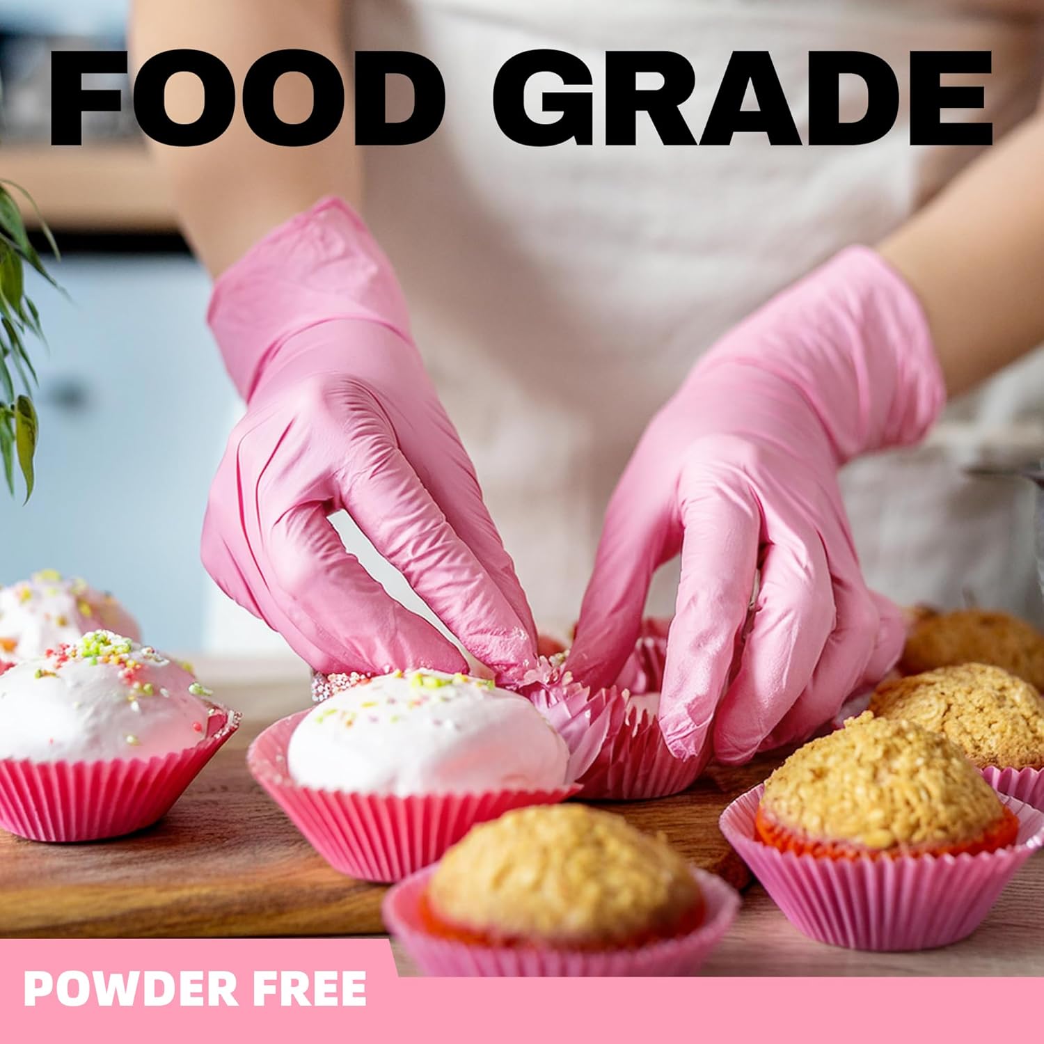 Beastek Nitrile Exam Gloves, 4Mil Disposable Powder-Free Latex-Free Glove for Medical Cooking Clean Esthetician Pink 1000 Pcs