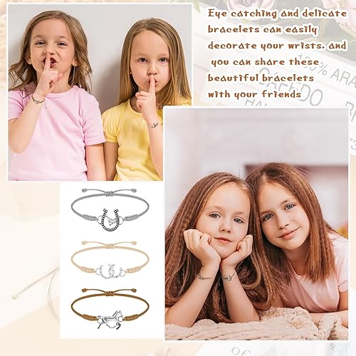 Miniatura 6 de Sureio 48 pulseras de caballo, regalos de fiesta de caballo a granel, pulseras vaqueras, pulseras occidentales, joyería de herradura, pulseras