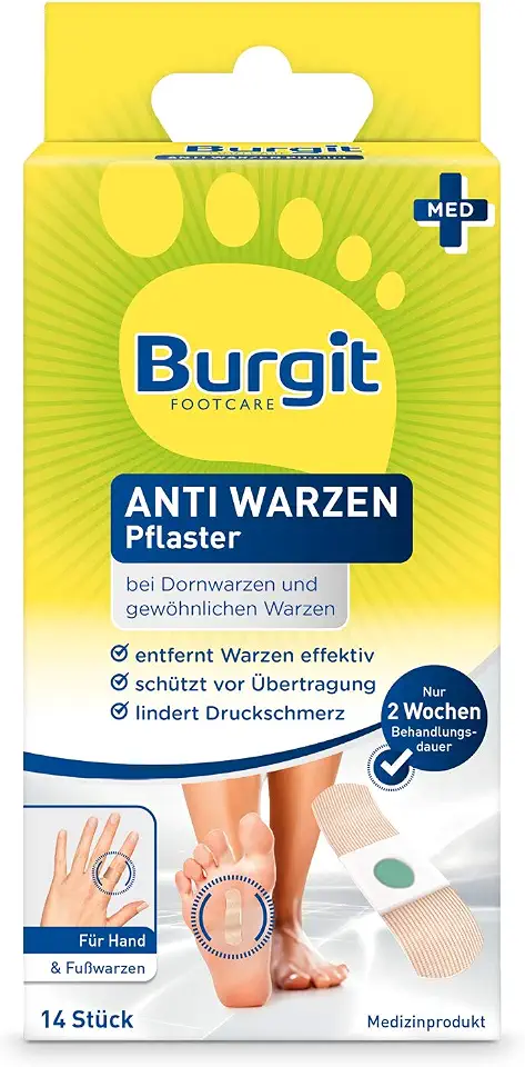 Burgit Footcare Anti Warzen Pflaster, Lindert Schmerzen, 14 Stück (1er Pack)
