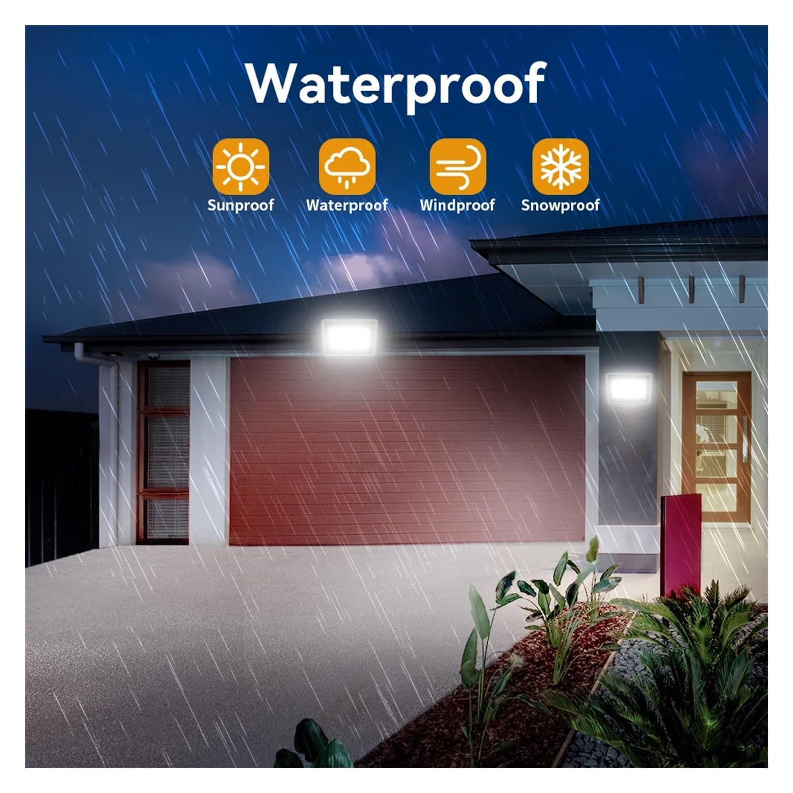 Projecteur extérieur LED étanche projecteur Blanc Multi-Puissance Garage Jardin Cour Jardin Villa Piscine Balcon éclairage(100W)
