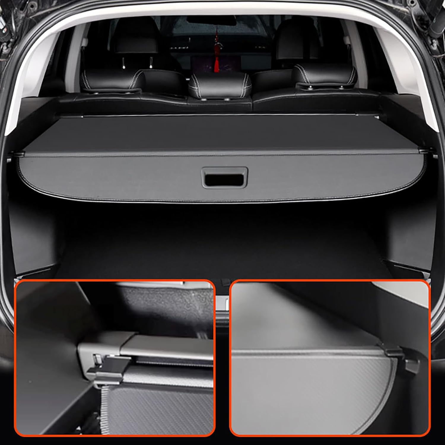 Cargo Cover for GMC Yukon 2021 2022 2023 2024 2025 2026, Retractable Rear Trunk Cargo Luggage Security Shade Cover Shield Interior Accessories Waterproof All Weather,Leather