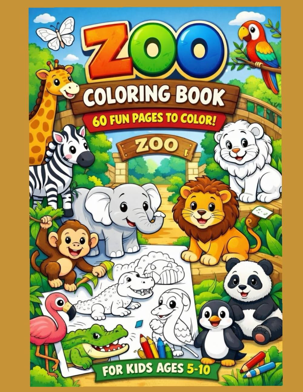 ZOO COLORING: 50 + 10 FUN PAGES TO COLOR