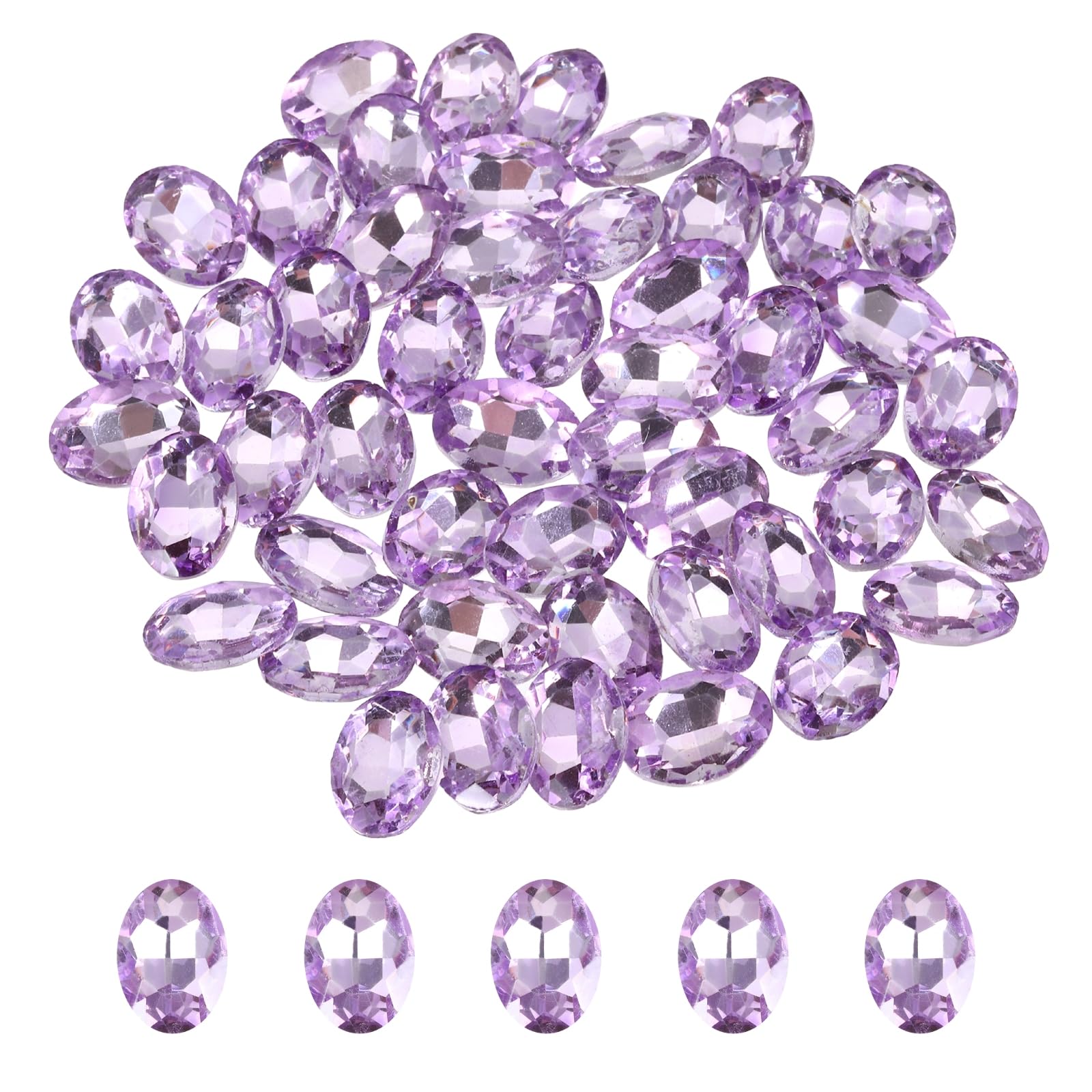 sourcing map 100Pcs Oval Pointed Back Rhinestone, 13 x 18 mm Oval Faceted Glass Rhinestone Gems Pointed Back Faceted Glass Beads for Jewelry Making DIY Crafts Shoes Crystal, Purple — image 1