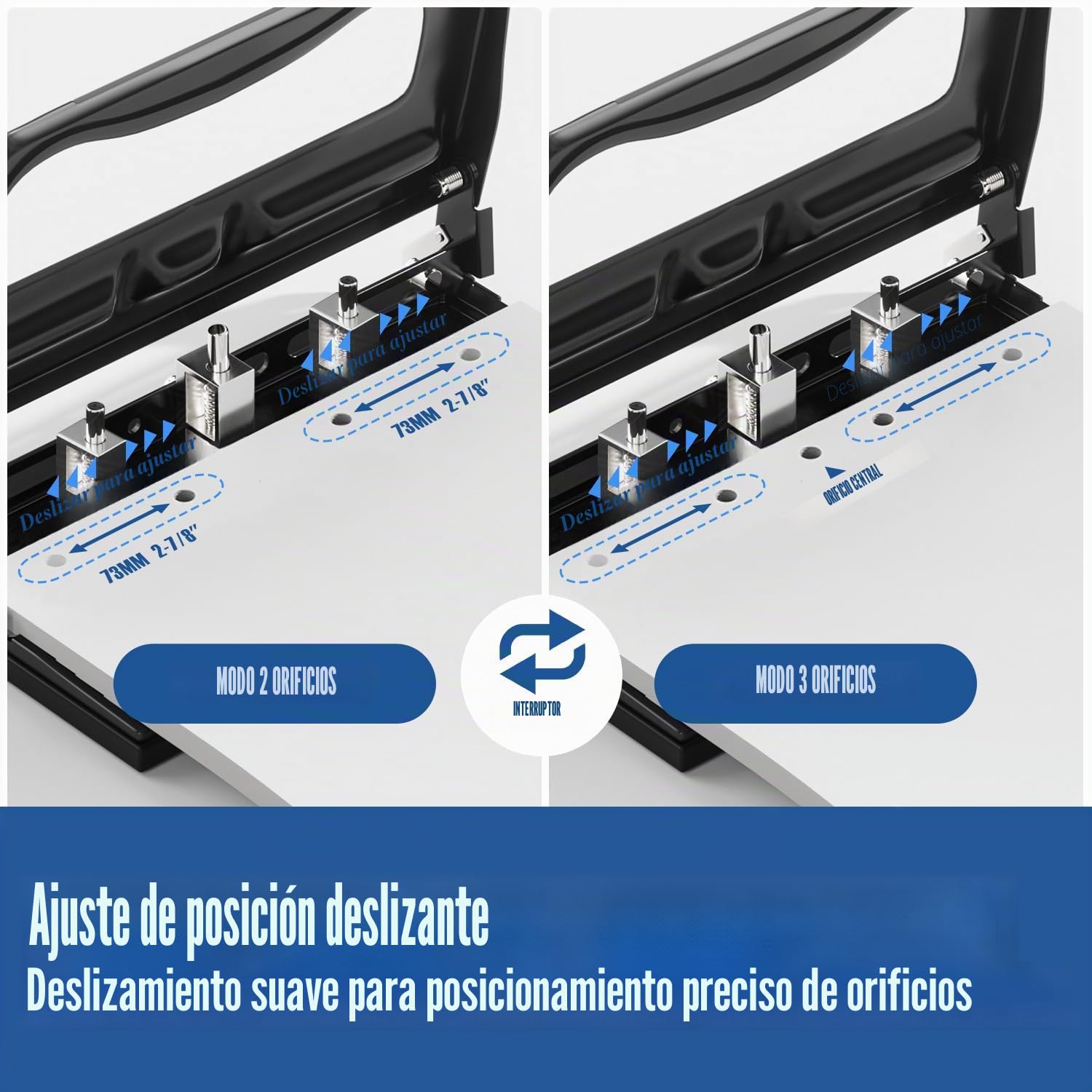 XOOL Perforadora de Papel, 3 Agujeros, 40 Hojas de Capacidad, Metal Resistente, Fuerza Reducida