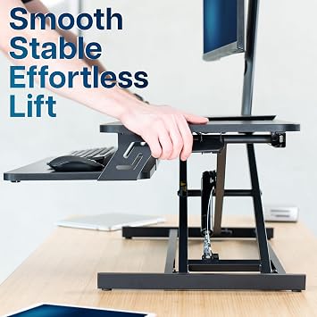 VIVO Black 32 inch Stand Up Desk Riser, DESK-V000S | Height Adjustable, Standing Desk Converter, Quick Sit to Stand, Tabletop Dual Monitor Riser Workstation, Minimal Assembly