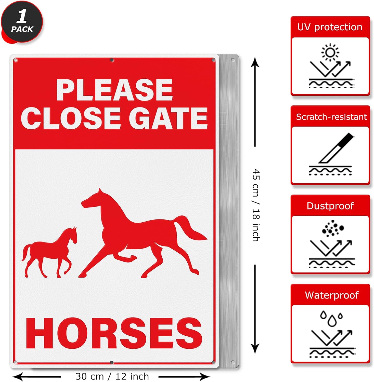 Please Close Gate Horses Sign 18 × 12 Inches Rust-Free Aluminum Waterproof UV Protected Durable Safety Sign for Farm Ranch Pasture Home