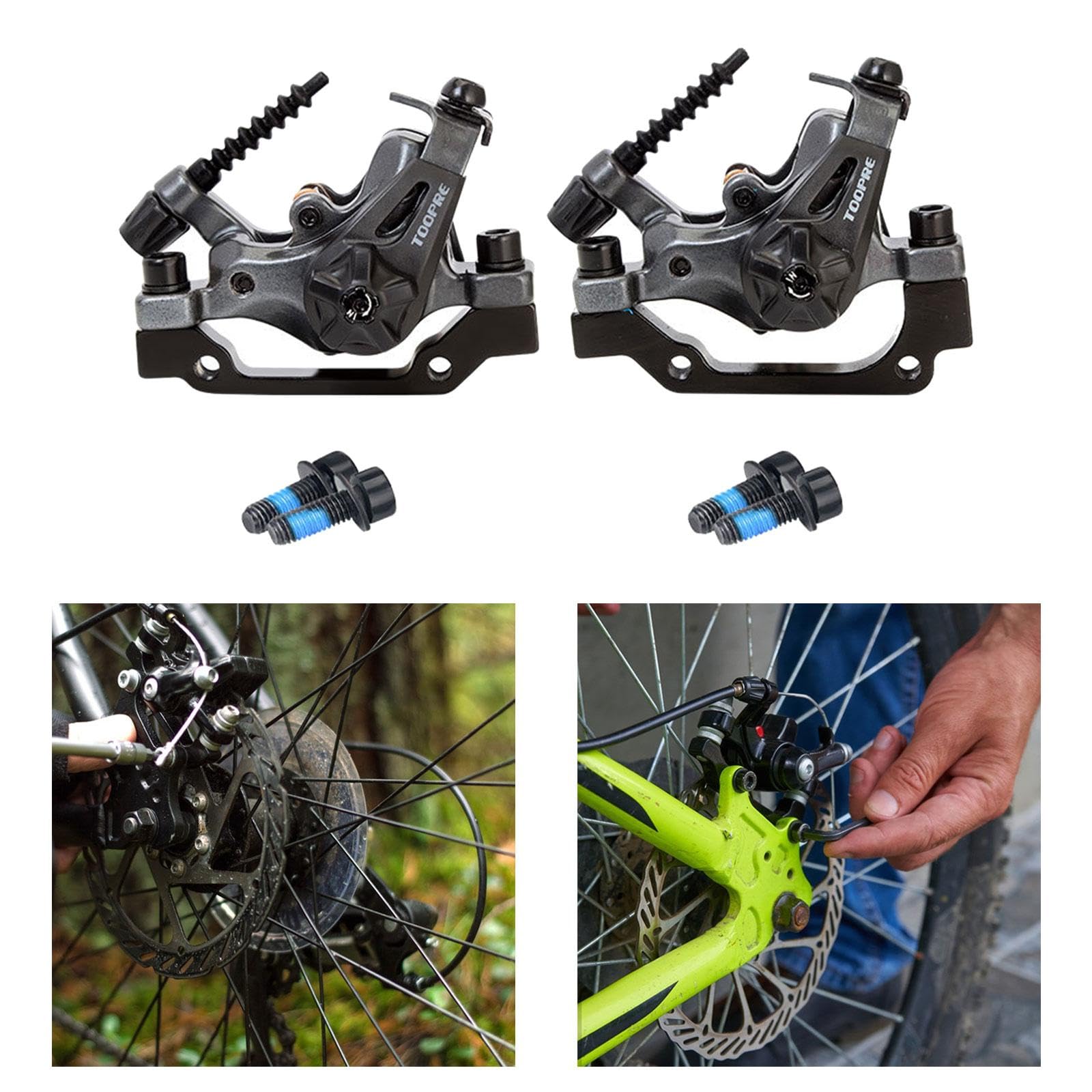 Homyl 2 Stück Fahrrad Scheibenbremse Mountainbike Mechanische Bremssattel Doppelt Kolben Bremszubehör Aluminium Ersatz für Straßenrad Reparatur Fahrradpfleg