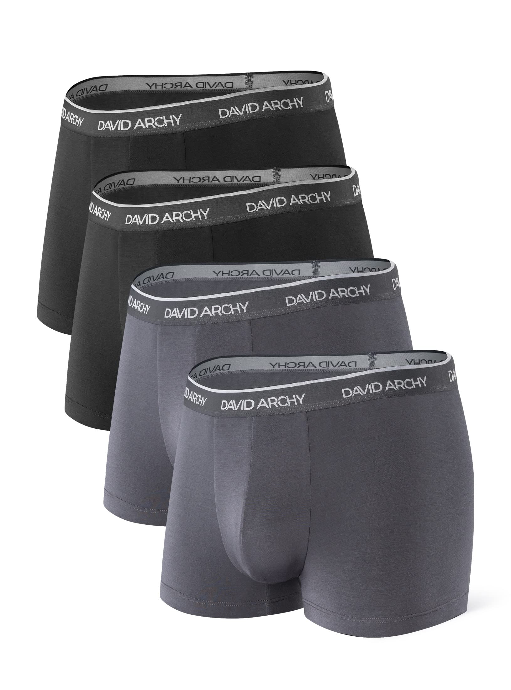 DAVID ARCHYMens Trunks Underwear Soft Breathable Rayon Made from Bamboo Trunk No Fly Pouch