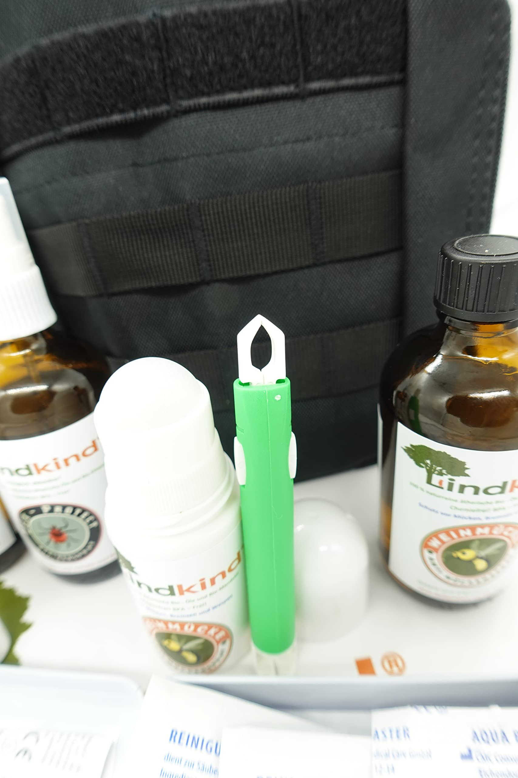 Set Mückenspray u. Zeckenspray aus Bio - Produkten + Zeckenzange Afterbite nach dem Stich Stift
