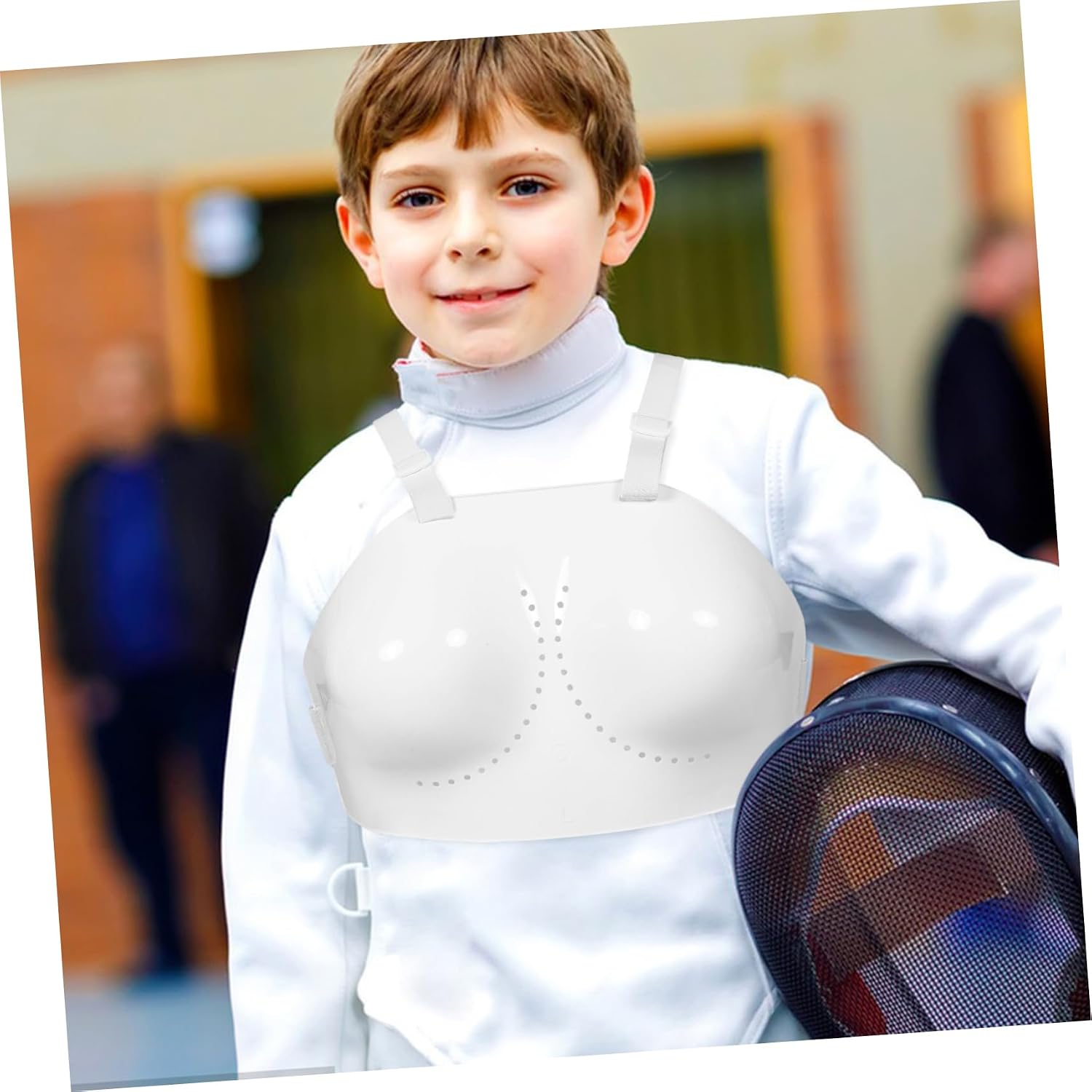 Sosoport Fencing Gear Chest Guard Chest Protector Plastic Breast Protector Adjustable Straps