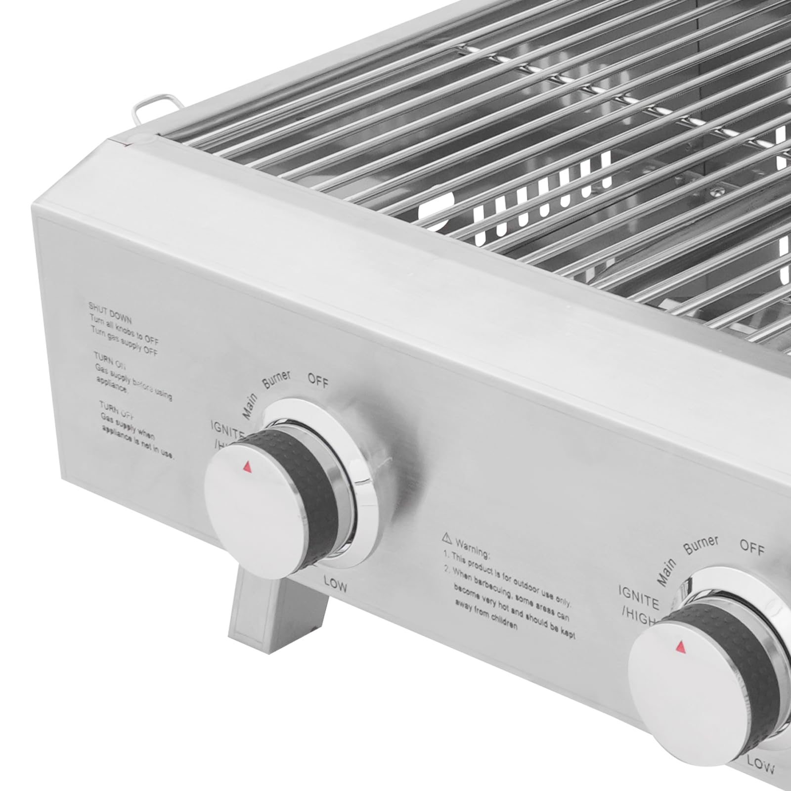 Barbecue a gas in acciaio inox con 2 tubi a forma di U, barbecue da campeggio, controllo indipendente, barbecue da picnic