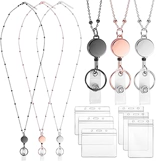 Lanyards for Id Badges 3 Pack Badge Lanyard with 6 Pcs Id Badge Holder Retractable Stainless Steel Teacher Lanyard Cruise