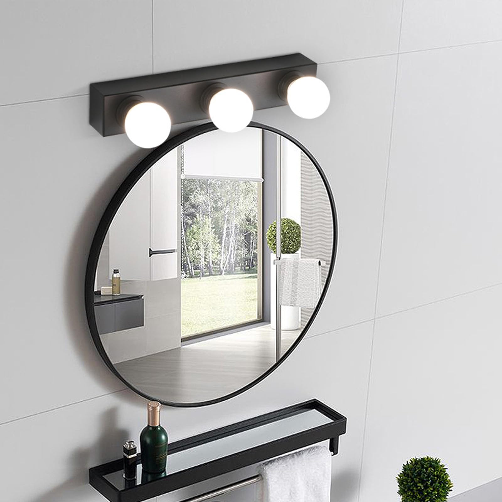 LED Bad Spiegelleuchte Wandlampe Indoor Wasserdichte Wandleuchte Hollywood Stil Wandbeleuchtung Moderne Lange Wandleuchten für Schminklicht Beleuchtung (Weiß-Warmes Licht,40cm 3-Glühbirnen)