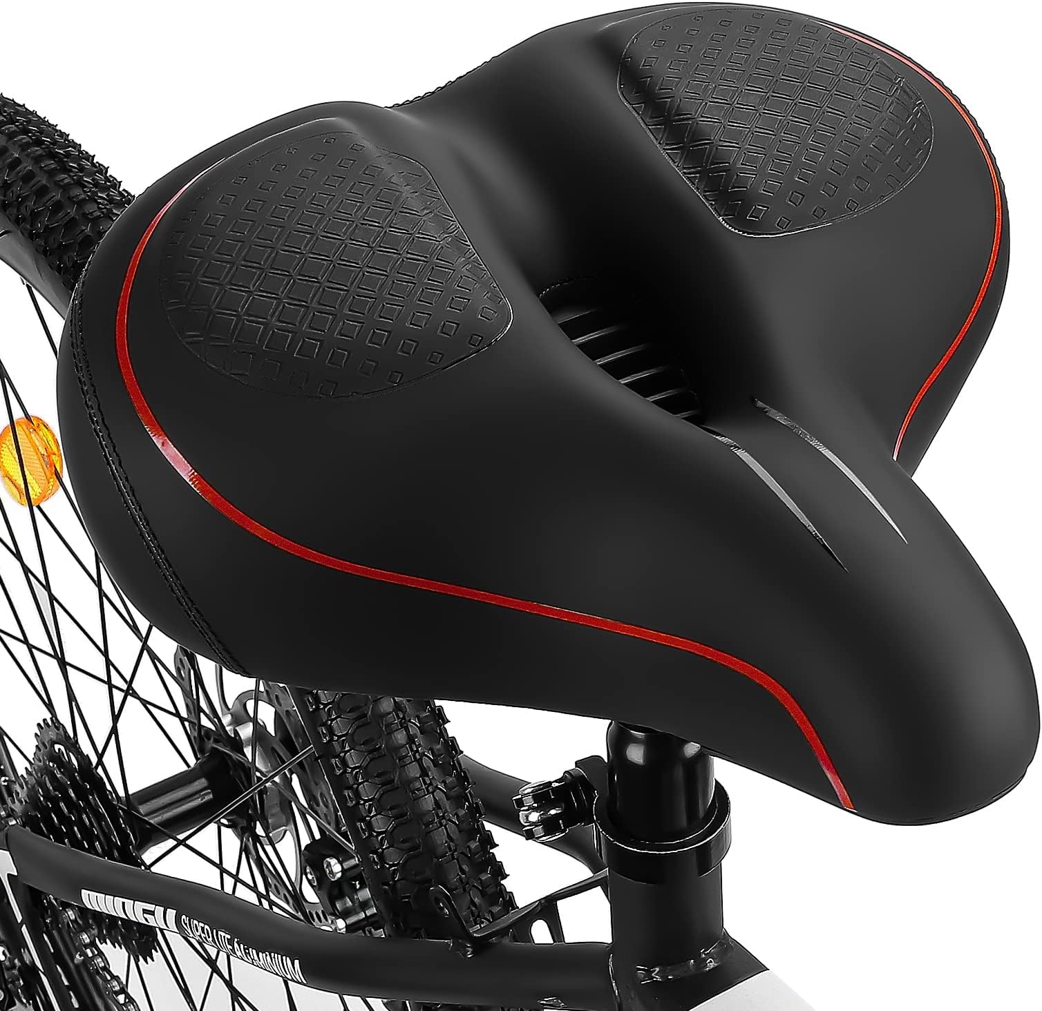 TONBUX Wide Bike Seat for Women & Men Comfort, Comfortable Peloton Seat Cushion Replacement, Oversized Bicycle Seat Compatible with Peloton/Stationary/Ebike/Electric/Cruiser Bikes