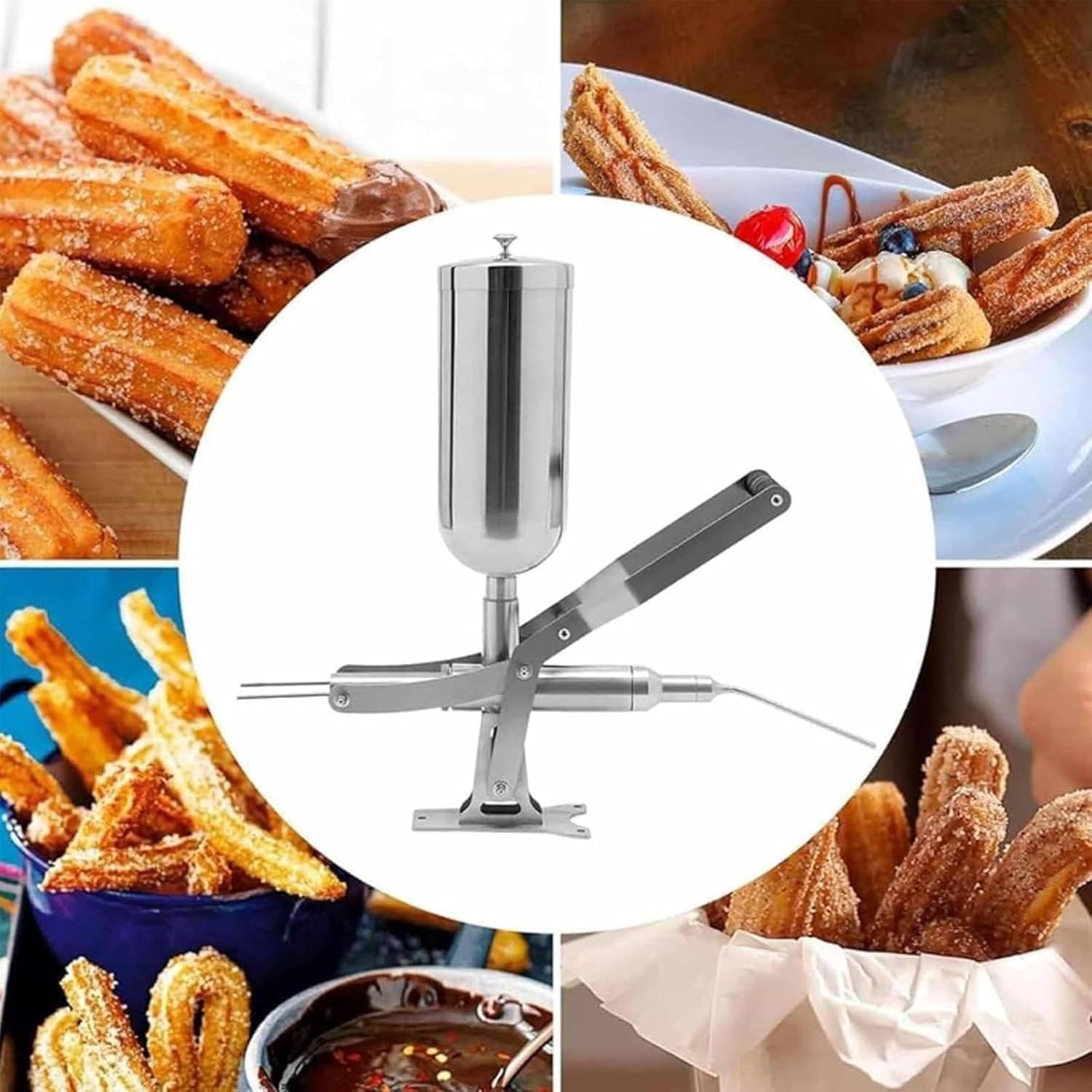 Máquina de llenado manual de crema con boquillas antigoteo para donas y churros, ideal para panaderías domésticas y comerciales