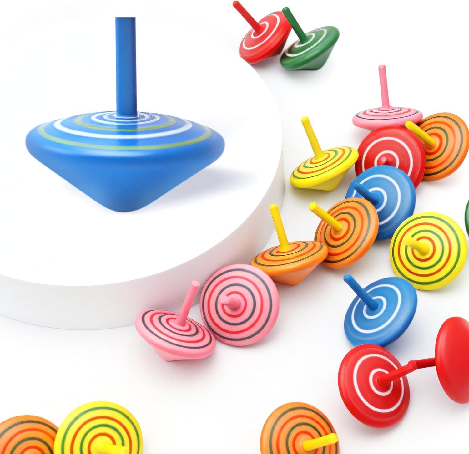 100 Pcs Wooden Spinning Tops for Kids Wood Spin Tops Colorful Classic Gyroscopes Educational Kindergarten Toys Party Favors