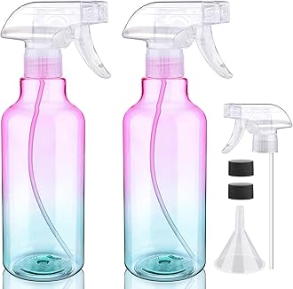 Plastic Spray Bottle 16.9oz Empty Spray Bottles Refillable Container Trigger Sprayer for Cleaning Solutions, Water, Plants, Pet, Essential Oils, Hair, 2 Pack (gradient)