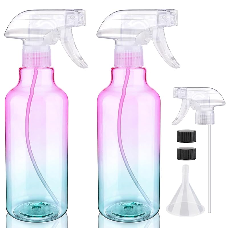 Frascos Spray Recarregáveis Hethyo 500 mL com Bico Ajustável, Funil e Tampas, Pacote com 2