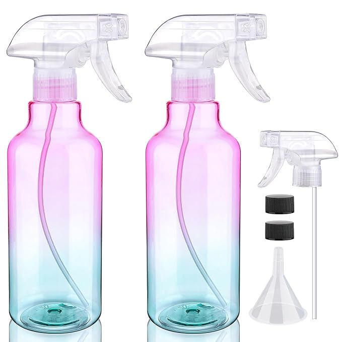 Spray Bottles 16.9oz/500ml Plastic Empty Spray Bottle for Hair Mist/Stream Spraying Heavy Duty Water Spray Bottles for Cleaning Solutions, Plants 2 Pack (Black)