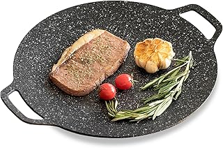 Poêle à Griller Coréenne, Plaque De Barbecue Poêle à Frire Circulaire Antiadhésive Plaque à Griller Avec Poignée Plaque De Cuisson Multifonctionnelle Pour Cuisinière Extérieure à La Maison (36cm Gaz)