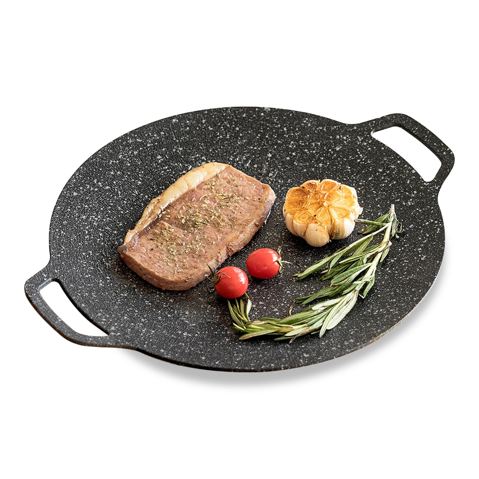 Cyrank Korean BBQ Grill Pan, Round Nonstick Coating Aluminum Alloy Griddle, 30cm Gas