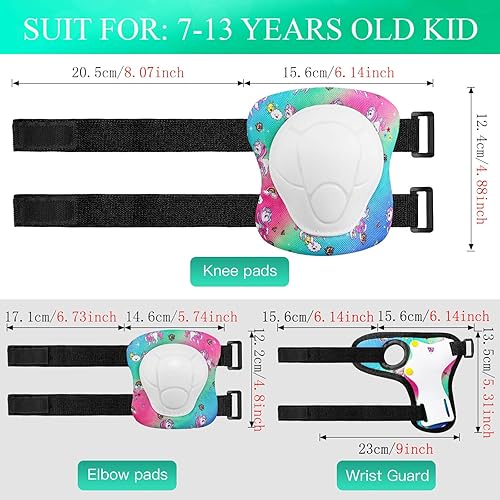 Miniatura 7 de Casco de bicicleta para niños, casco deportivo para niños, conjunto de equipo de protección para niños y niñas, casco de ciclismo con rodilleras,