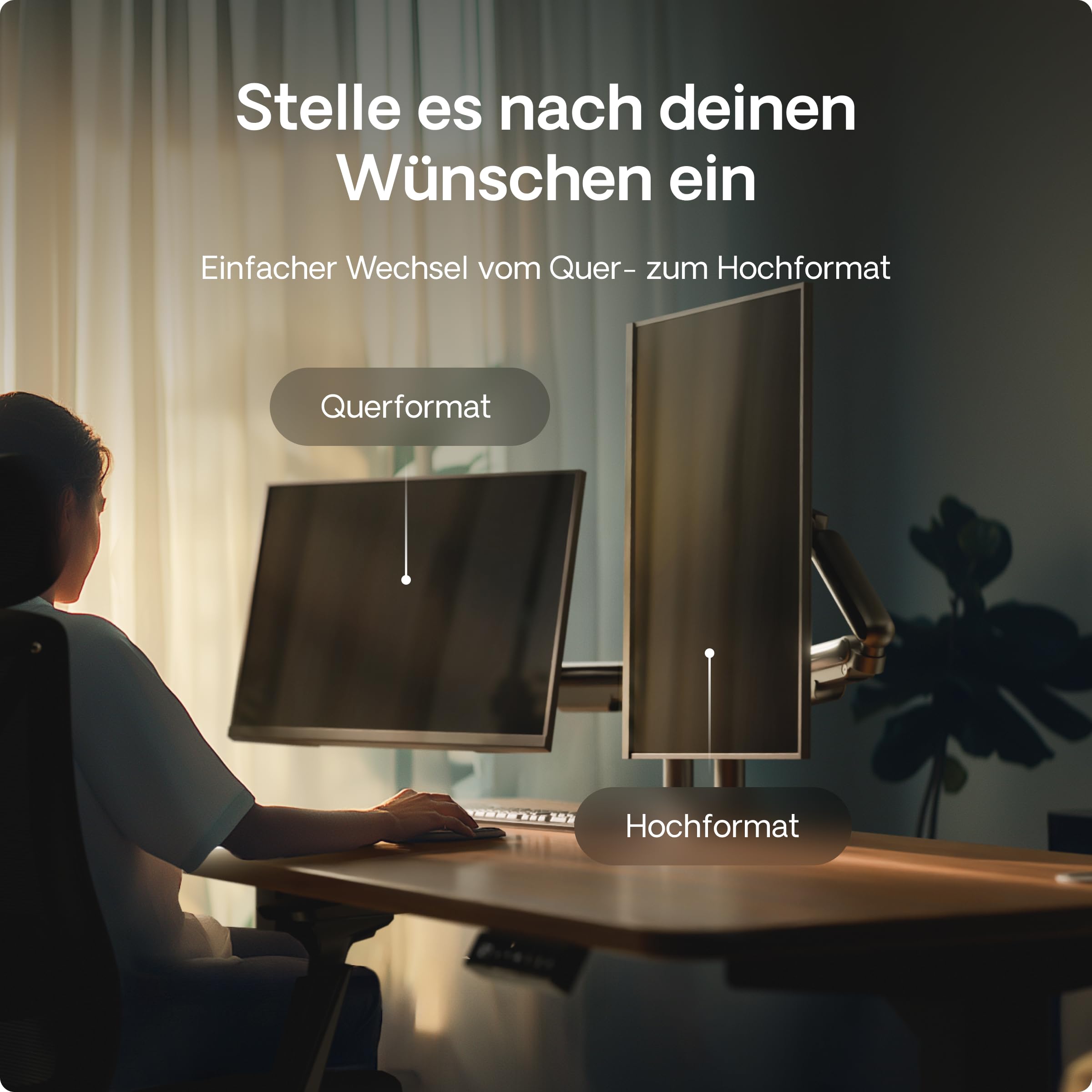 Desktronic Doppelte Monitor Halterung, Bis zu 32" & 8kg, 360° Drehung, Höhenverstellbar, Robuste Bauweise, Einfache Montage, Für Große Bildschirme, Ergonomisch, Passend für alle VESA 75/100
