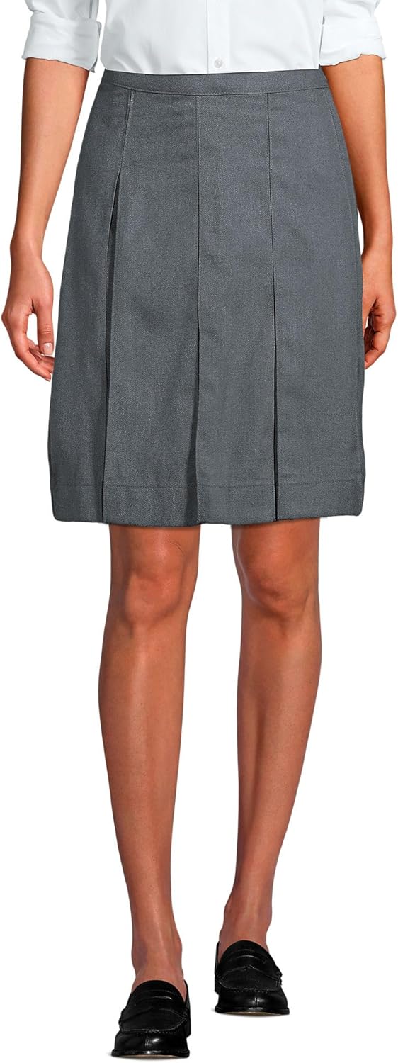 Lands' End School Uniform Women's Solid Box Pleat Skirt Above Knee