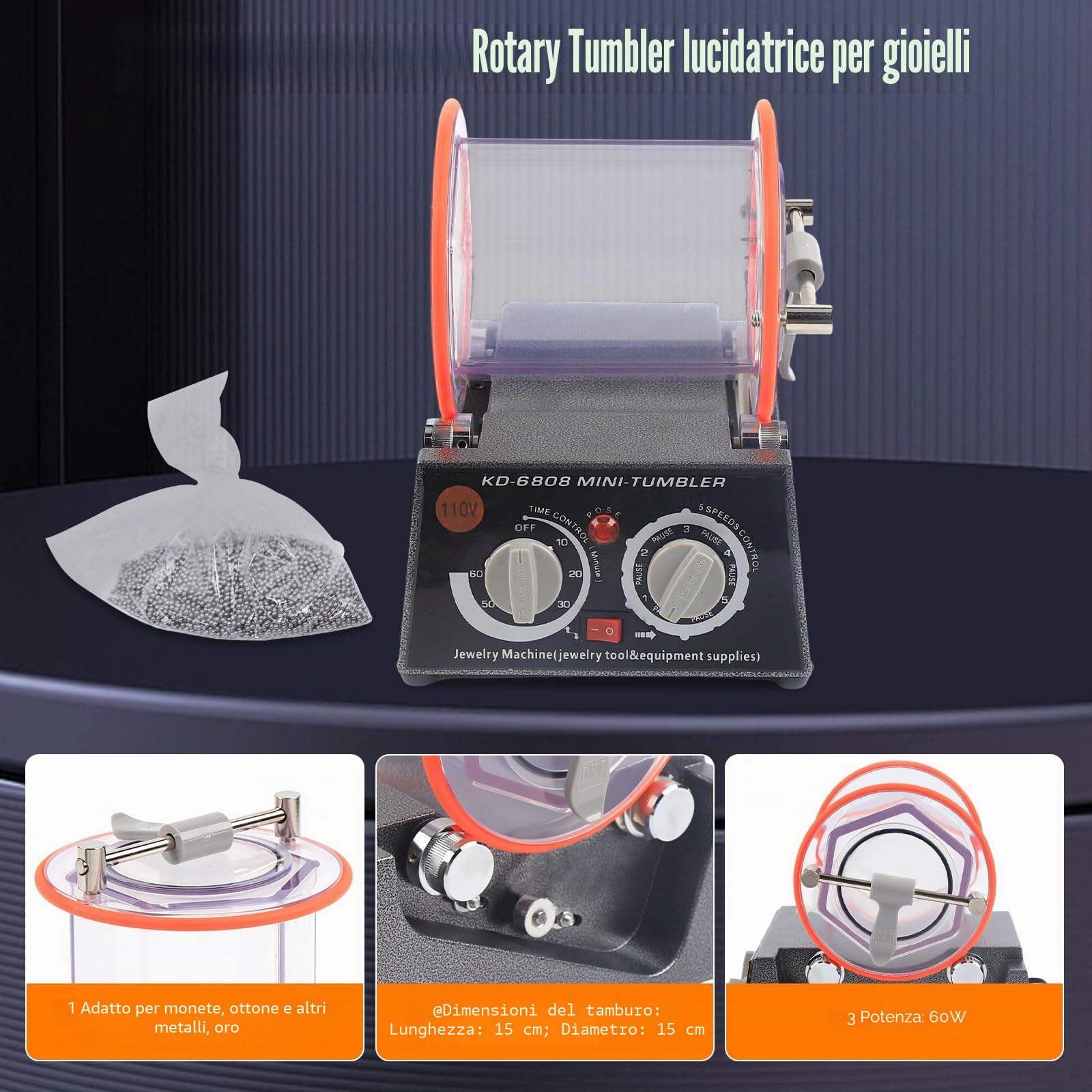 Macchina Lucidatrice per Gioielli 5 kg Mini Levigatrice Rotativa Lucidatrice per Superfici per Gioielli per Lavori Fai-da-Te con Metallo Legno Giada Plastica
