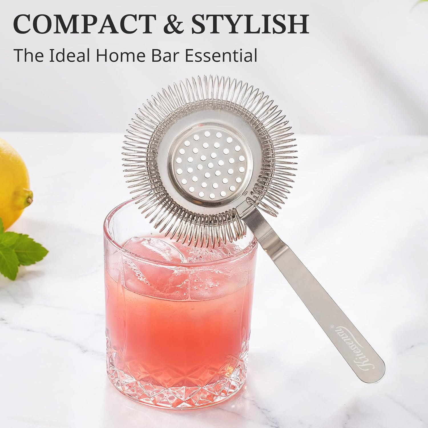 KITESSENSU Hawthorne Strainer with Long Handle, 18/8 Stainless Steel