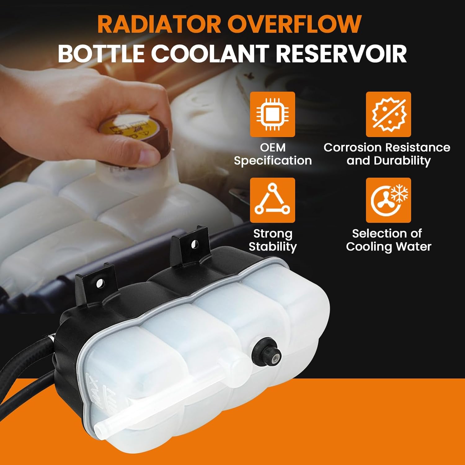 21710-1LA1A Radiator Overflow Bottle Coolant Reservoir W/Hose & Cap Compatible with Infiniti QX56 2011-2013, QX80 2014-2020, Nissan Armada 2017-2024 5.6L Replaces # 217101LA1A