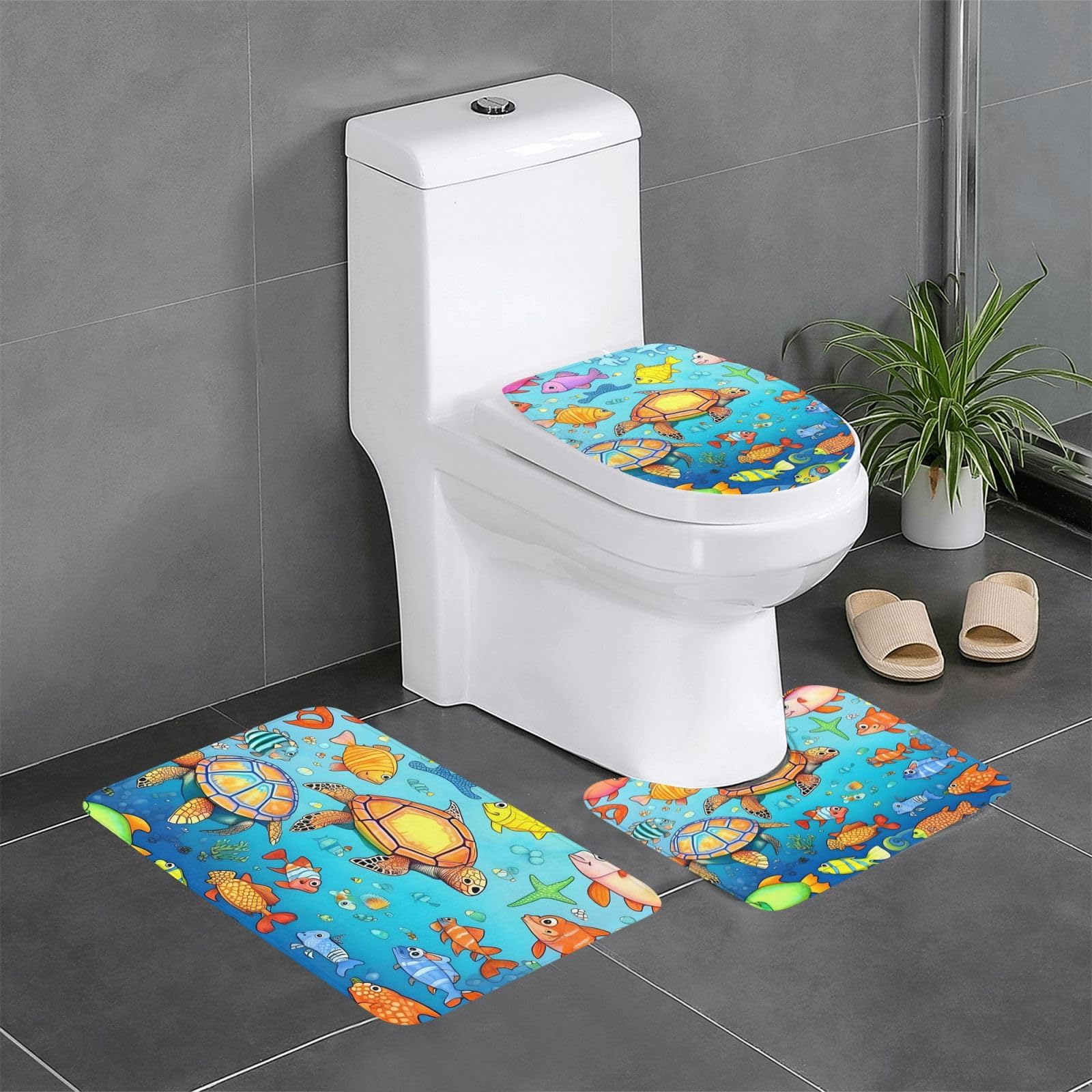 Tapis de salle de bain antidérapants motif océan pour transformer l'ambiance des toilettes