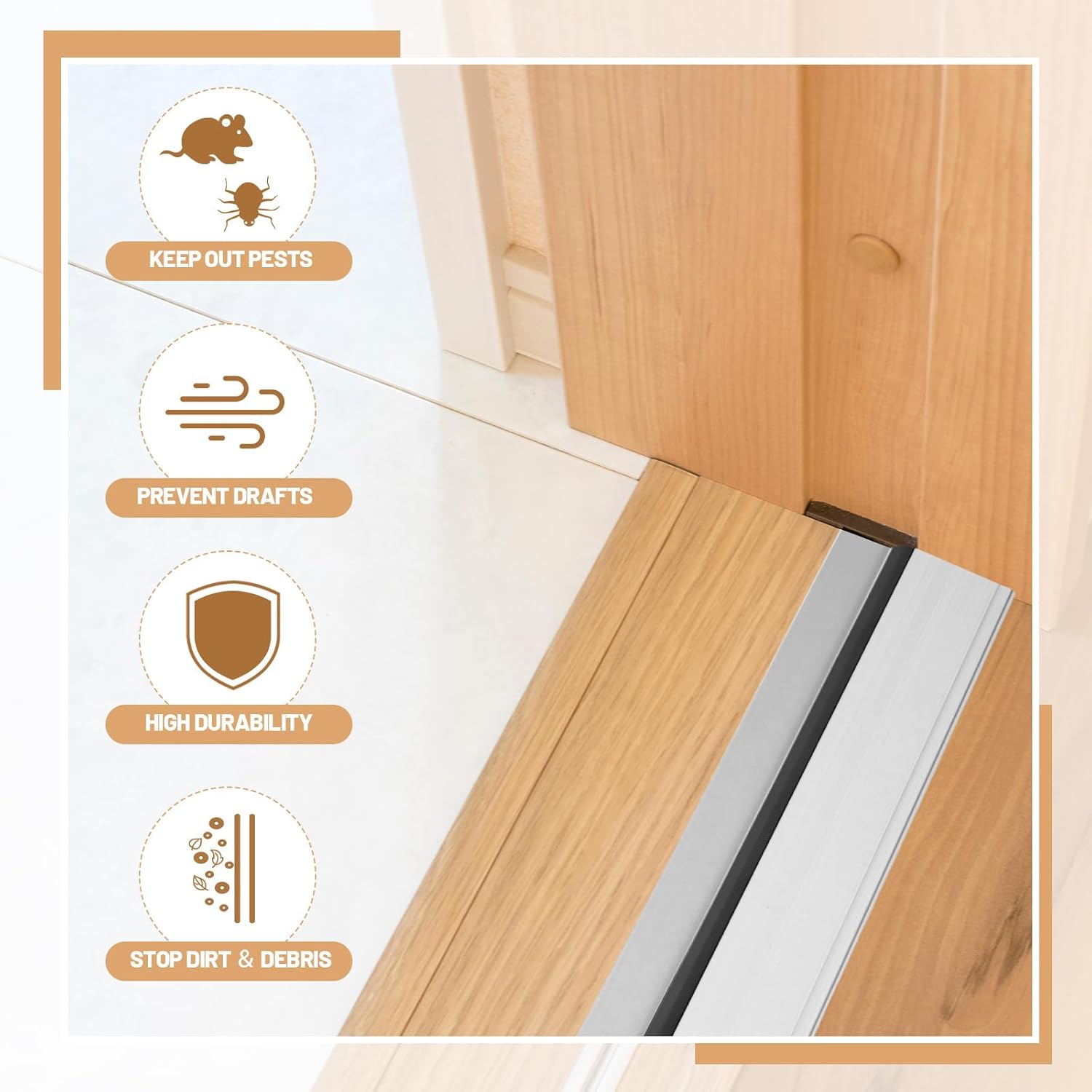 Tandefio 1 Pcs 4-9/16"x1"x36" Exterior Door Threshold Heavy Duty Silver Aluminum Outswing Fixed Bumper Sill, Composite Material Base with Aluminum Top and Seal Outswing Door Threshold (Silver)
