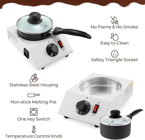 Miniatura 3 de POWLAB Calentador eléctrico de chocolate para derretir dulces, máquina de fusión de chocolate, olla para sumergir, capacidad de 1 litro y ajuste de