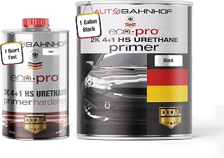 Eco Pro 2K 4:1 HS Urethane Primer Black & Fast Hardener Kit – High Build, Rapid Curing, Auto Body & Industrial Coatings – 1 Gallon Primer + 1 Quart Hardener