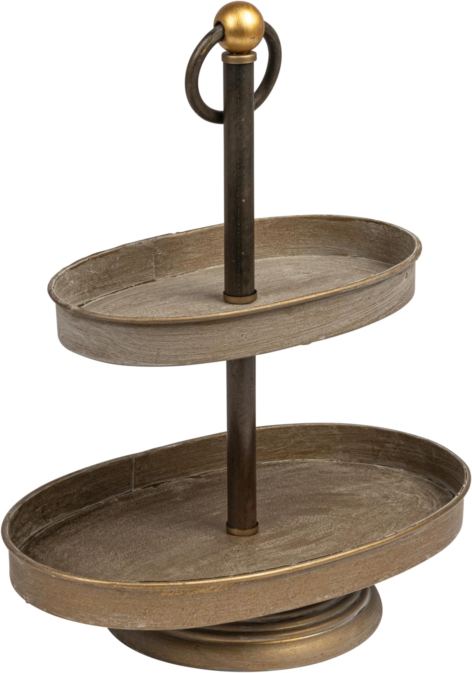 Creative Co-OpDecorative Metal Oval Two Tier Tray With Rustic Copper Finish