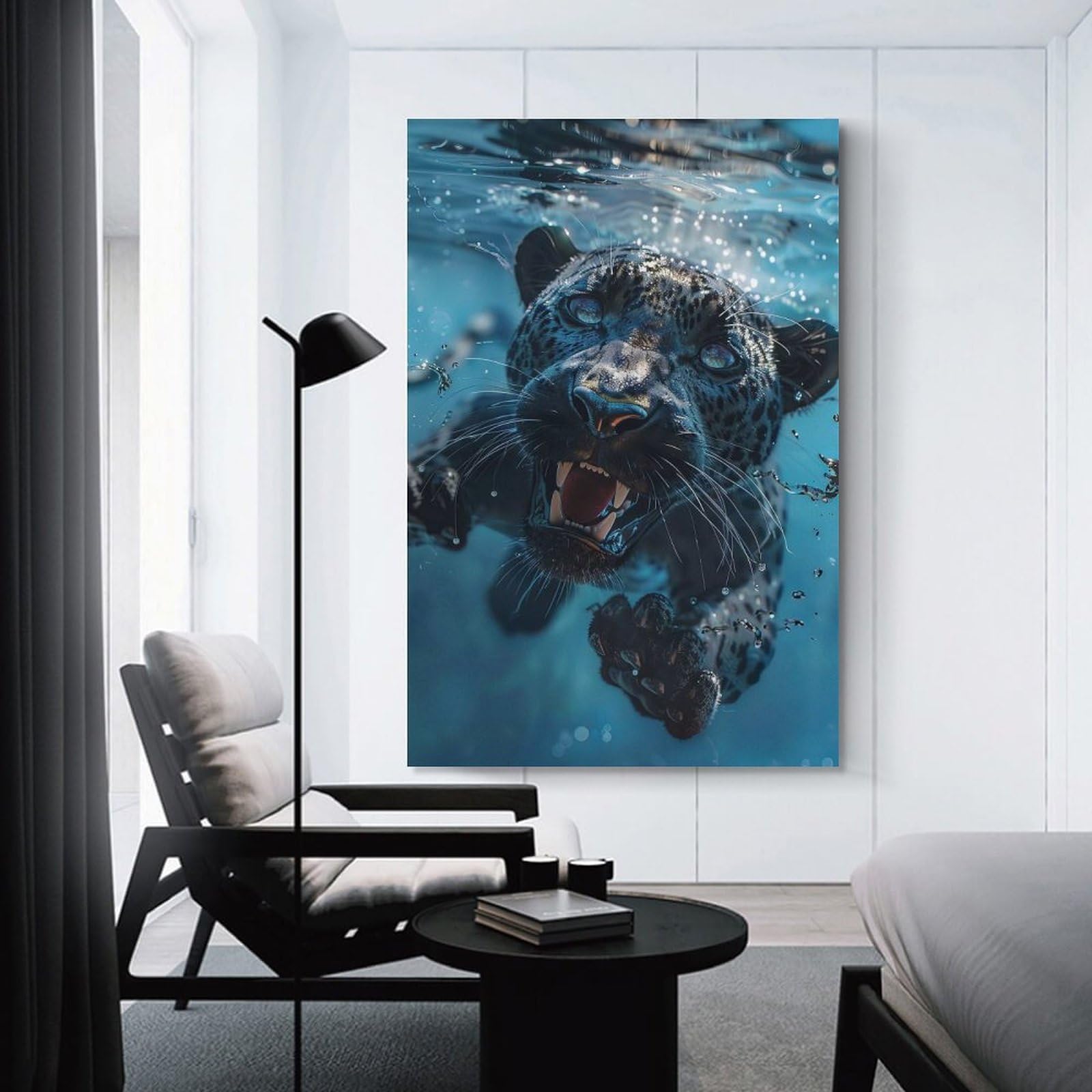 Junmoney Decorative Wall Artwork Panther Sea, 20x30inch(50x75cm), for Calm Bedrooms, Home Corners Or Flats, An Easy Wall Refresh for Bedrooms