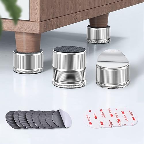 xuenair Elevadores de muebles ajustables de 1 pulgada, paquete de 4 elevadores de cama de metal de altura de elevación de 1 a 1.7 pulgadas,